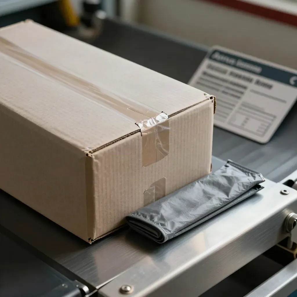 Kit same-day su alluminio spazzolato, con pacco opaco, scatola ondulata e sleeve termica.